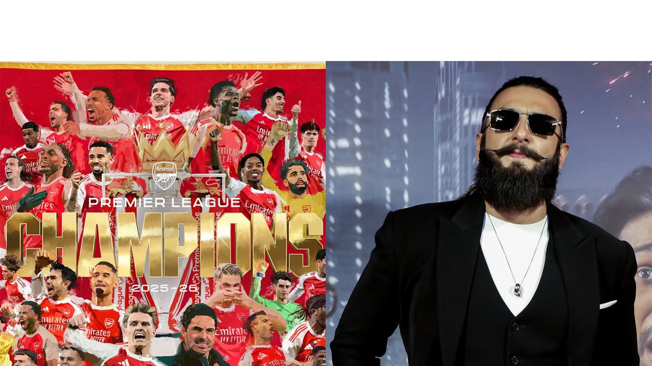 Ranveer Singh celebrates Arsenal's win (Photo/ANI/X@Arsenal) Ranveer Singh celebrates Arsenal's win (Photo/ANI/X@Arsenal)