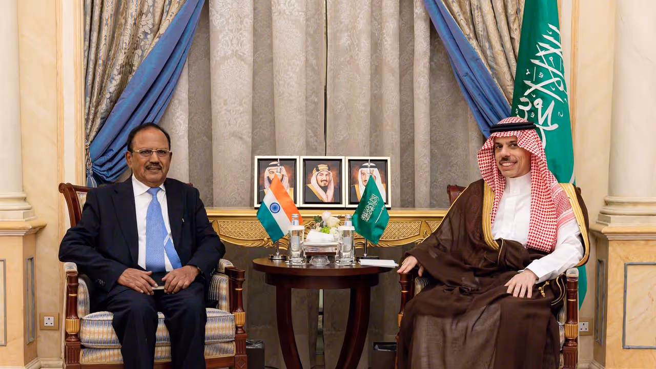 NSA Doval with Saudi Arabia Foreign Minister Faisal bin Farhan (Photo/X@KSAmofaEN) NSA Doval with Saudi Arabia Foreign Minister Faisal bin Farhan (Photo/X@KSAmofaEN)