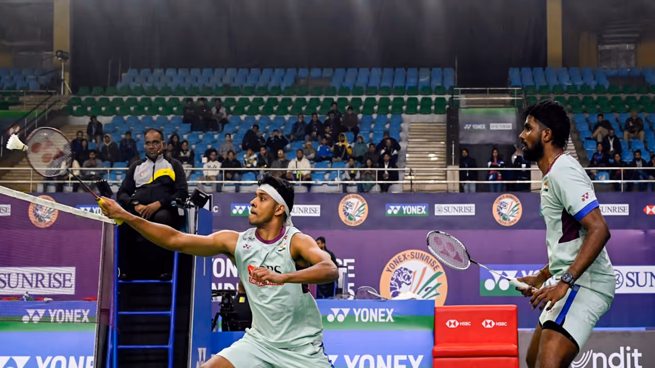 Satwiksairaj Rankireddy and Chirag Shetty in action (Photo: ANI) Satwiksairaj Rankireddy and Chirag Shetty in action (Photo: ANI)