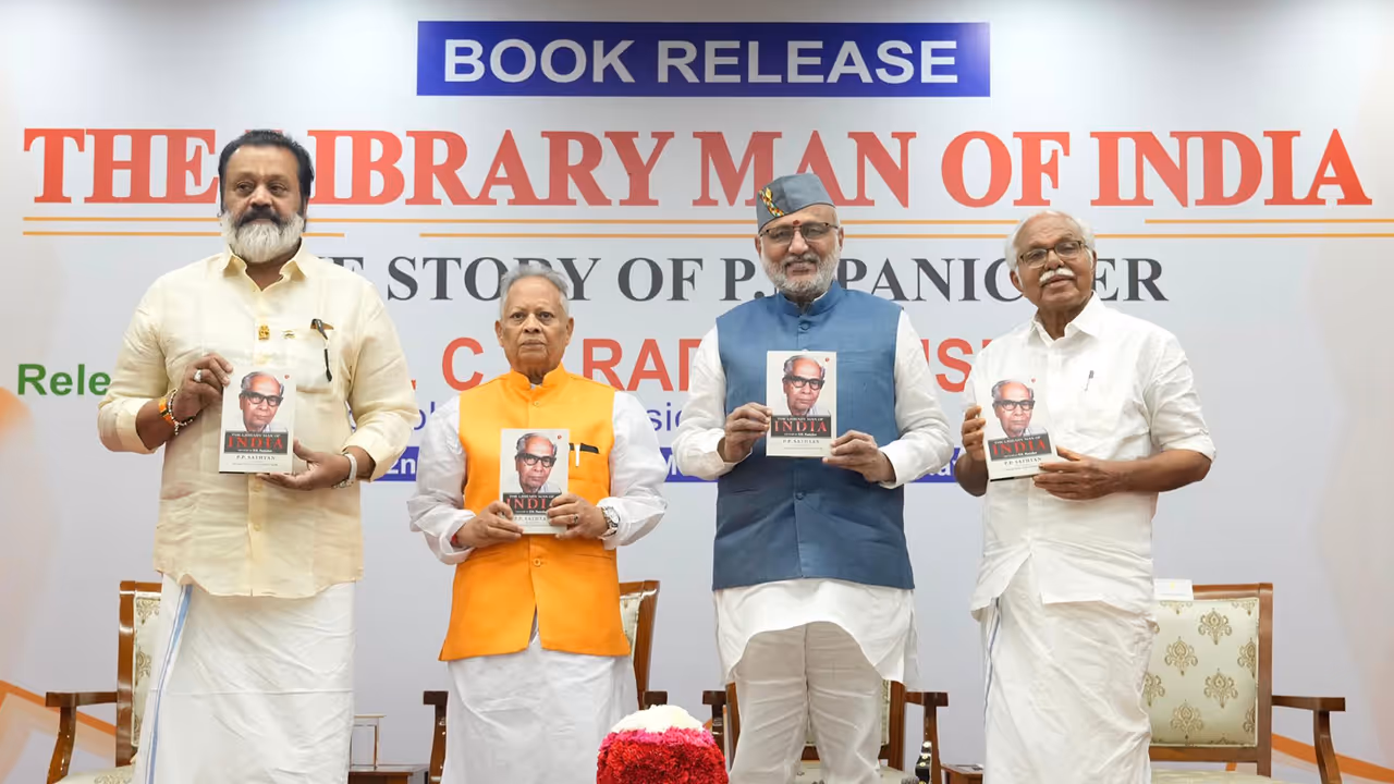 Vice President CP Radhakrishnan releases book on PN Panicker (Photo/PIB) Vice President CP Radhakrishnan releases book on PN Panicker (Photo/PIB)
