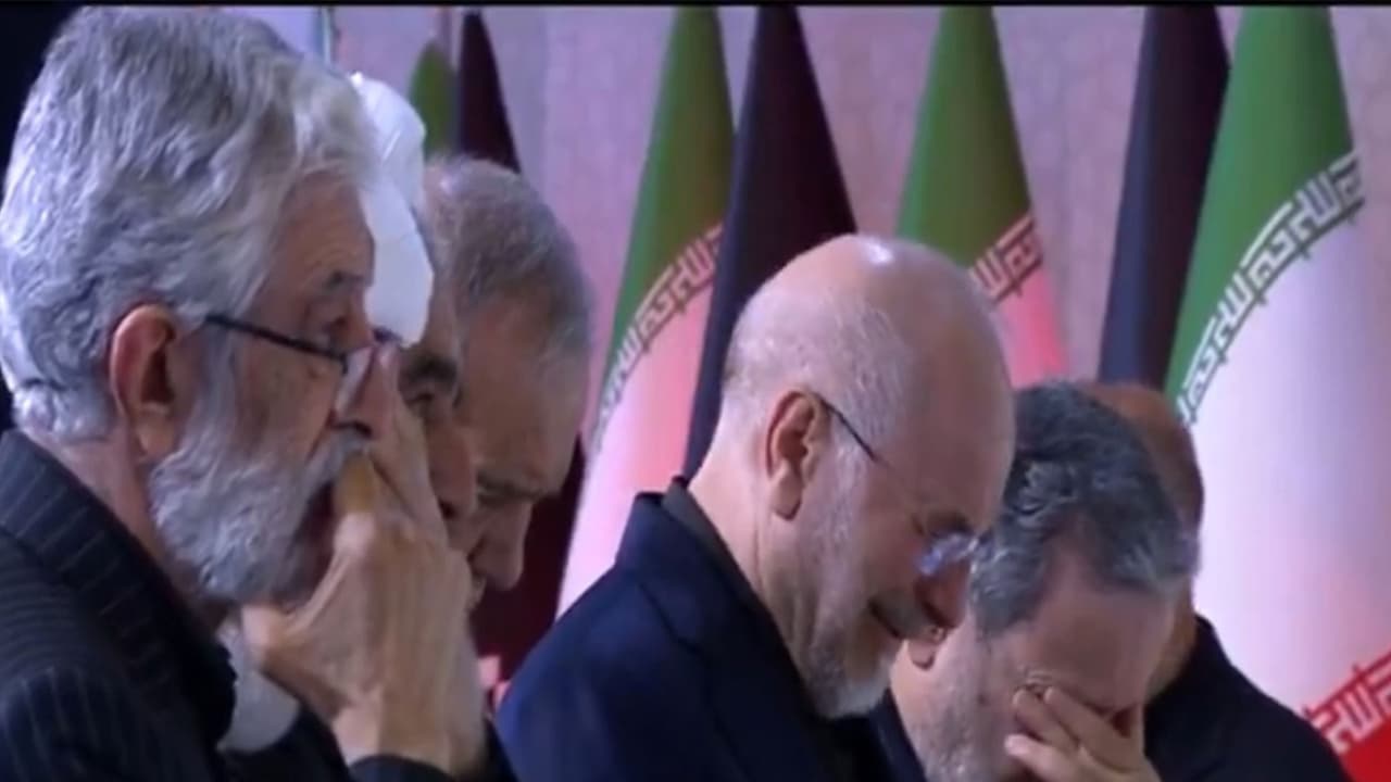 Iranian Parliament Speaker Mohammad Bagher Ghalibaf and Iranian Foreign Minister Abbas Araghchi breaking down in tears during the farewell ceremony for former Iranian Supreme Leader Ayatollah Ali Khamenei (Photo/IranianStateMedia/IRIB) Iranian Parliament Speaker Mohammad Bagher Ghalibaf and Iranian Foreign Minister Abbas Araghchi breaking down in tears during the farewell ceremony for former Iranian Supreme Leader Ayatollah Ali Khamenei (Photo/IranianStateMedia/IRIB)