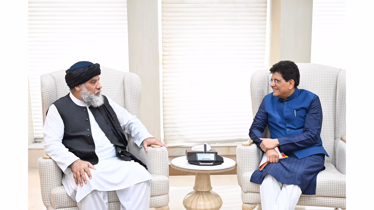 Union Minister Piyush Goyal meets Alhaj Nooruddin Azizi, Afghanistan’s Minister of Industry and Commerce (Photo/X@PiyushGoyal)
