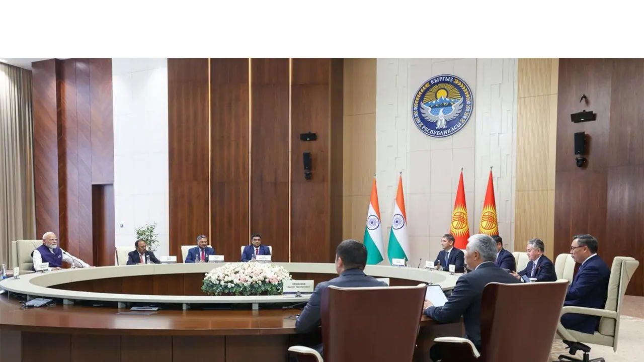 Prime Minister Narendra Modi and Kyrgyzstan President Sadyr Zhaparov hold a meeting on the sidelines of the 26th Shanghai Cooperation Organisation (SCO) Summit in Bishkek. (Photo: X/@narendramodi) Prime Minister Narendra Modi and Kyrgyzstan President Sadyr Zhaparov hold a meeting on the sidelines of the 26th Shanghai Cooperation Organisation (SCO) Summit in Bishkek. (Photo: X/@narendramodi)