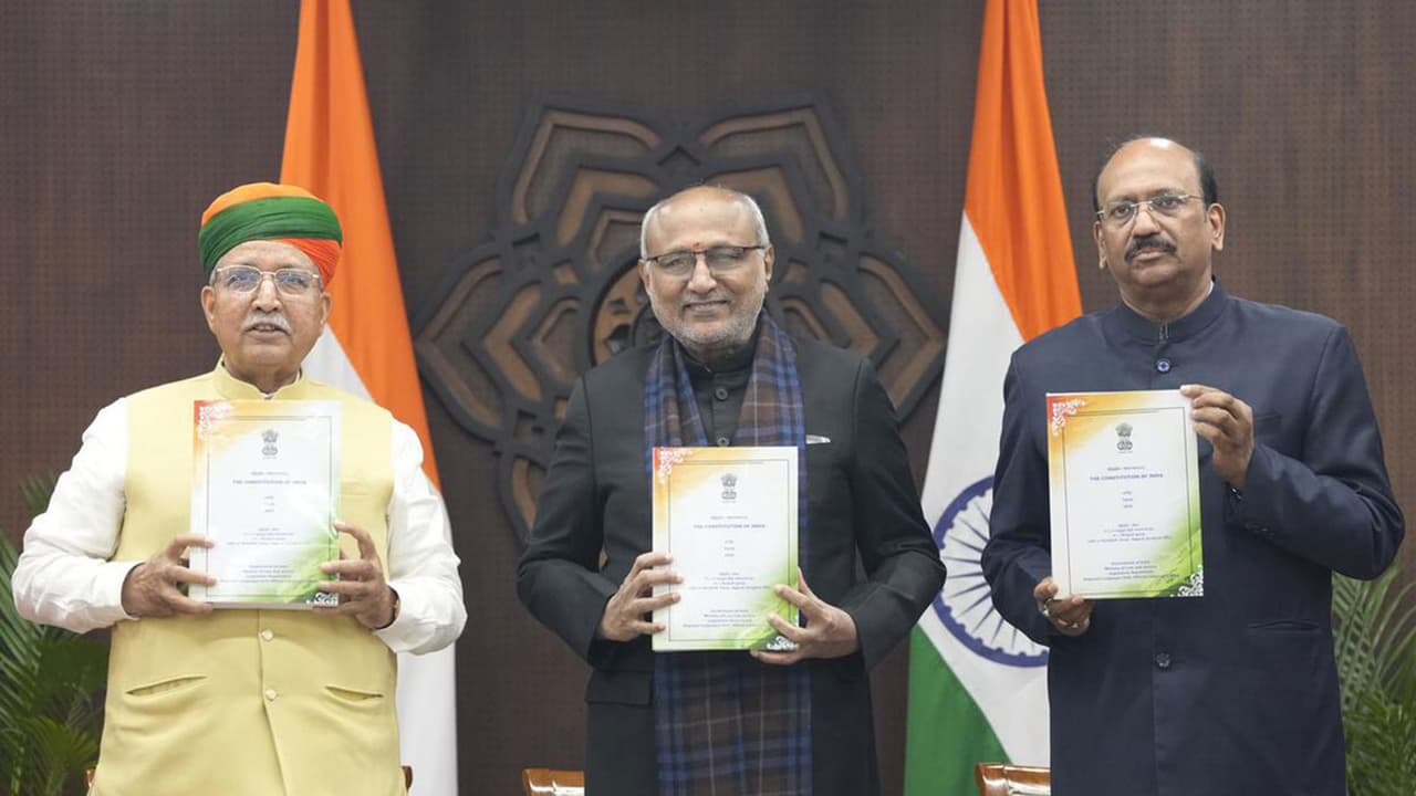Vice President CP Radhakrishnan releases Tamil, Gujarati editions of Indian Constitution (Photo/X/@VPIndia) Vice President CP Radhakrishnan releases Tamil, Gujarati editions of Indian Constitution (Photo/X/@VPIndia)