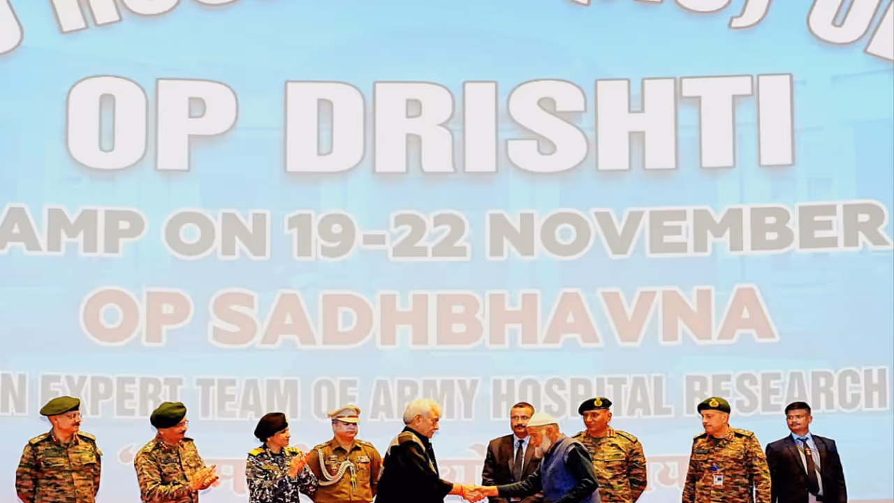 J K Lt Governor lauds ‘Op Drishti’ mega eye camp at Command Hospital Udhampur (Photo/ANI) J K Lt Governor lauds ‘Op Drishti’ mega eye camp at Command Hospital Udhampur (Photo/ANI)