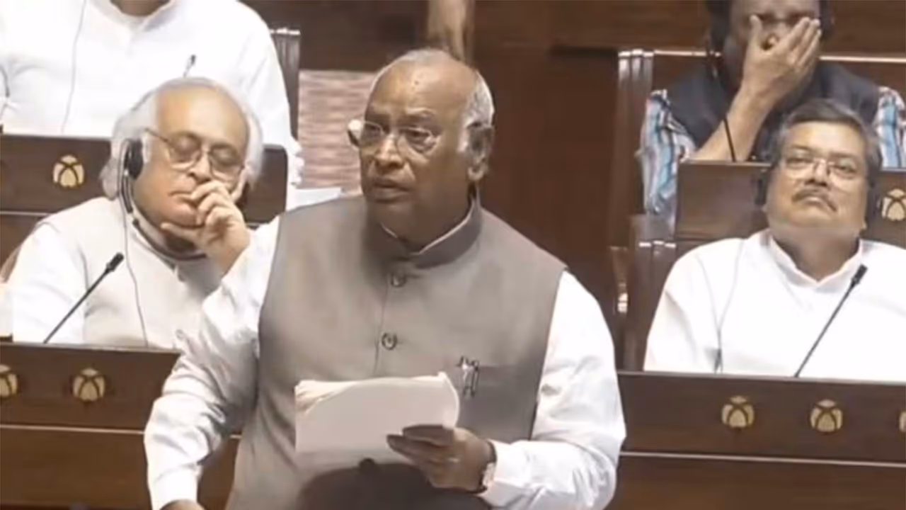 LoP in Rajya Sabha Mallikarjun Kharge (Photo/@Sansad TV) LoP in Rajya Sabha Mallikarjun Kharge (Photo/@Sansad TV)