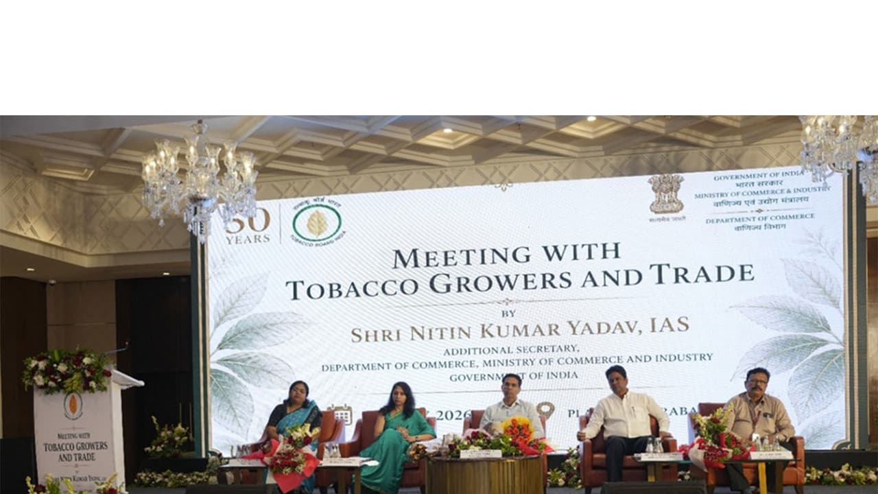 Department of Commerce review of Andhra Pradesh Flue Cured Virginia tobacco marketing season (Photo/@DoC_GoI) Department of Commerce review of Andhra Pradesh Flue Cured Virginia tobacco marketing season (Photo/@DoC_GoI)