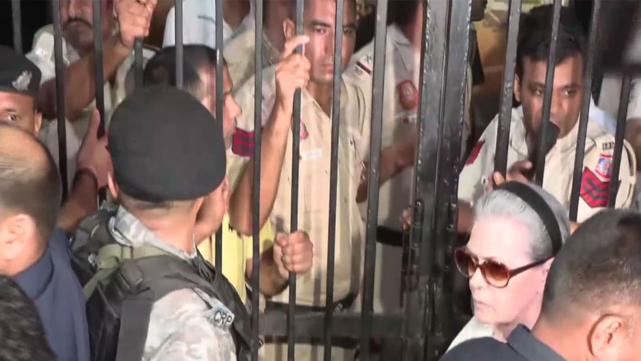Sonia Gandhi at Mandir Marg Police Station (Photo/ANI) Sonia Gandhi at Mandir Marg Police Station (Photo/ANI)