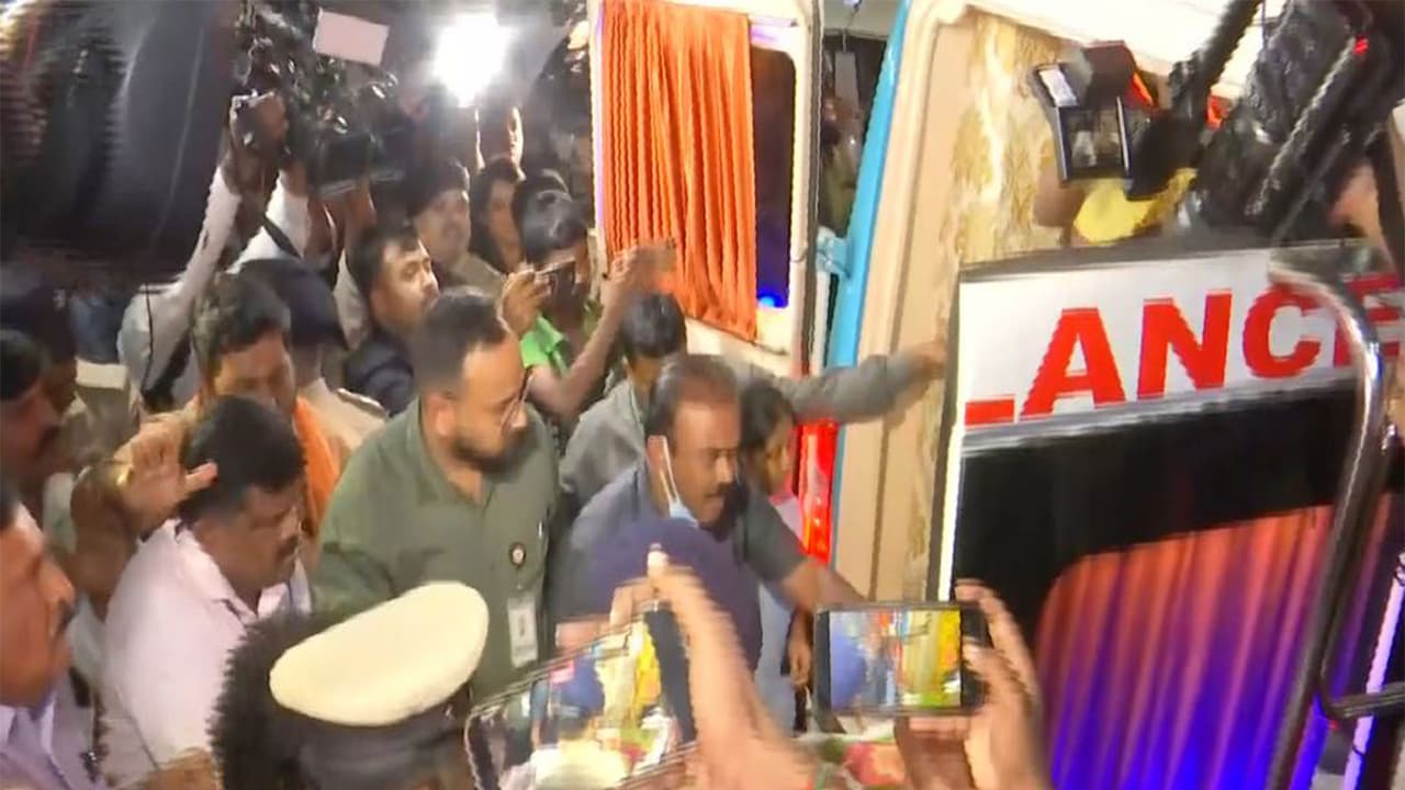 Mortal remains of Chennamma, wife of former Prime Minister HD Deve Gowda, being brought out of the private hospital in Bengaluru (Photo/ANI) Mortal remains of Chennamma, wife of former Prime Minister HD Deve Gowda, being brought out of the private hospital in Bengaluru (Photo/ANI)