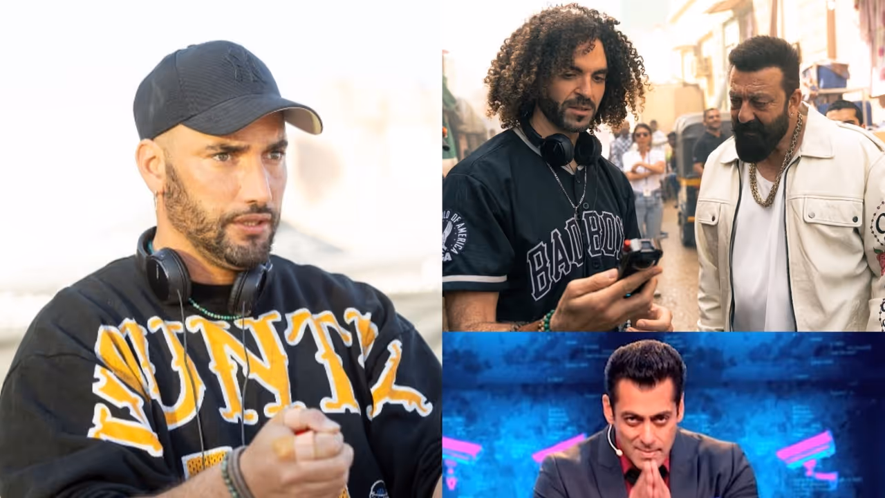 L R: Bilall fallah, Adil el arbi with Sanjay Dutt (Photo/7Dogs team) and Salman Khan (Photo/Instagram@jiohotstarrealityshow) L R: Bilall fallah, Adil el arbi with Sanjay Dutt (Photo/7Dogs team) and Salman Khan (Photo/Instagram@jiohotstarrealityshow)