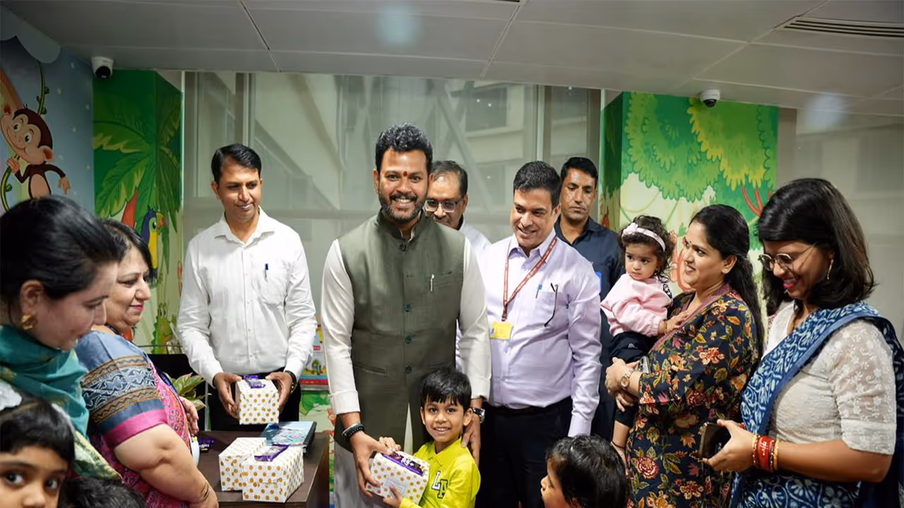 Civil Aviation Minister Rammohan Naidu inaugurates crèche facility at Udaan Bhawan (Photo/PIB)