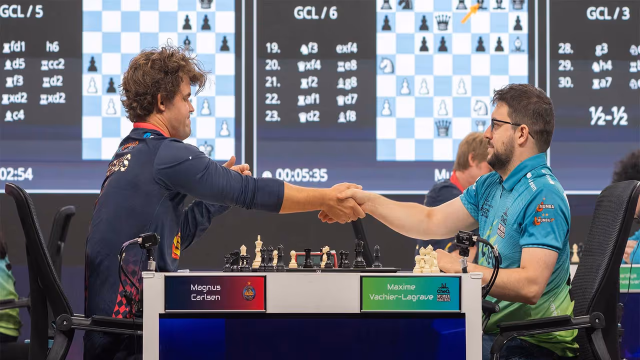 Magnus Carlsen (left) and Maxime Vachier (right) (Photo: GCL) Magnus Carlsen (left) and Maxime Vachier (right) (Photo: GCL)