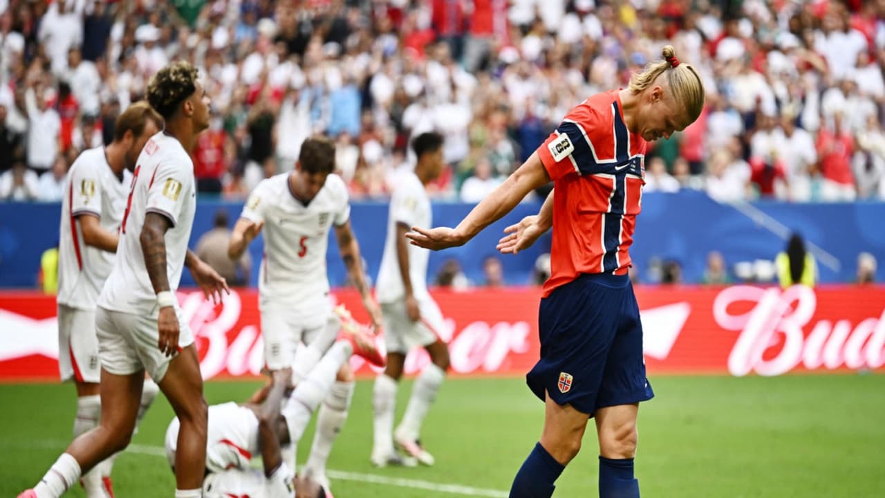 Soccer Football FIFA World Cup 2026 Quarter Final Norway v England Miami Stadium, Miami Gardens, Florida, U.S. July 11, 2026 Norway's Erling Haaland reacts after a missed chance. (Photo: REUTERS/Dylan Martinez) Soccer Football FIFA World Cup 2026 Quarter Final Norway v England Miami Stadium, Miami Gardens, Florida, U.S. July 11, 2026 Norway's Erling Haaland reacts after a missed chance. (Photo: REUTERS/Dylan Martinez)