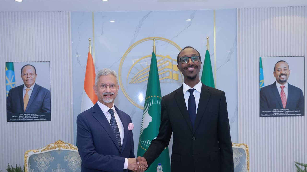 External Affairs Minister S Jaishankar on Friday held wide ranging discussions with his Ethiopian counterpart, Foreign Minister Gedion Timothewos Hessebon (Photo/X@DrSJaishankar) External Affairs Minister S Jaishankar on Friday held wide ranging discussions with his Ethiopian counterpart, Foreign Minister Gedion Timothewos Hessebon (Photo/X@DrSJaishankar)