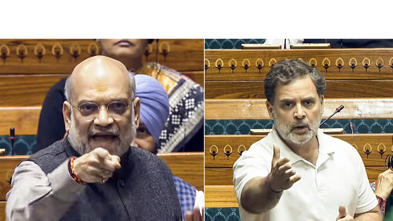 Union Minister Amit Shah and Lok Sabha LoP Rahul Gandhi (Photo/Sansad TV) Union Minister Amit Shah and Lok Sabha LoP Rahul Gandhi (Photo/Sansad TV)