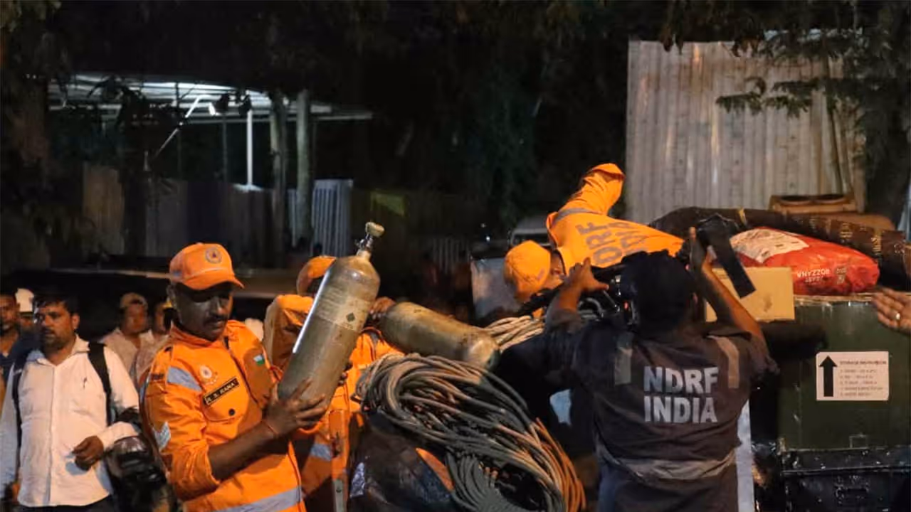 Rescue operations underway following Samardung tunnel collapse (Photo/ANI) Rescue operations underway following Samardung tunnel collapse (Photo/ANI)