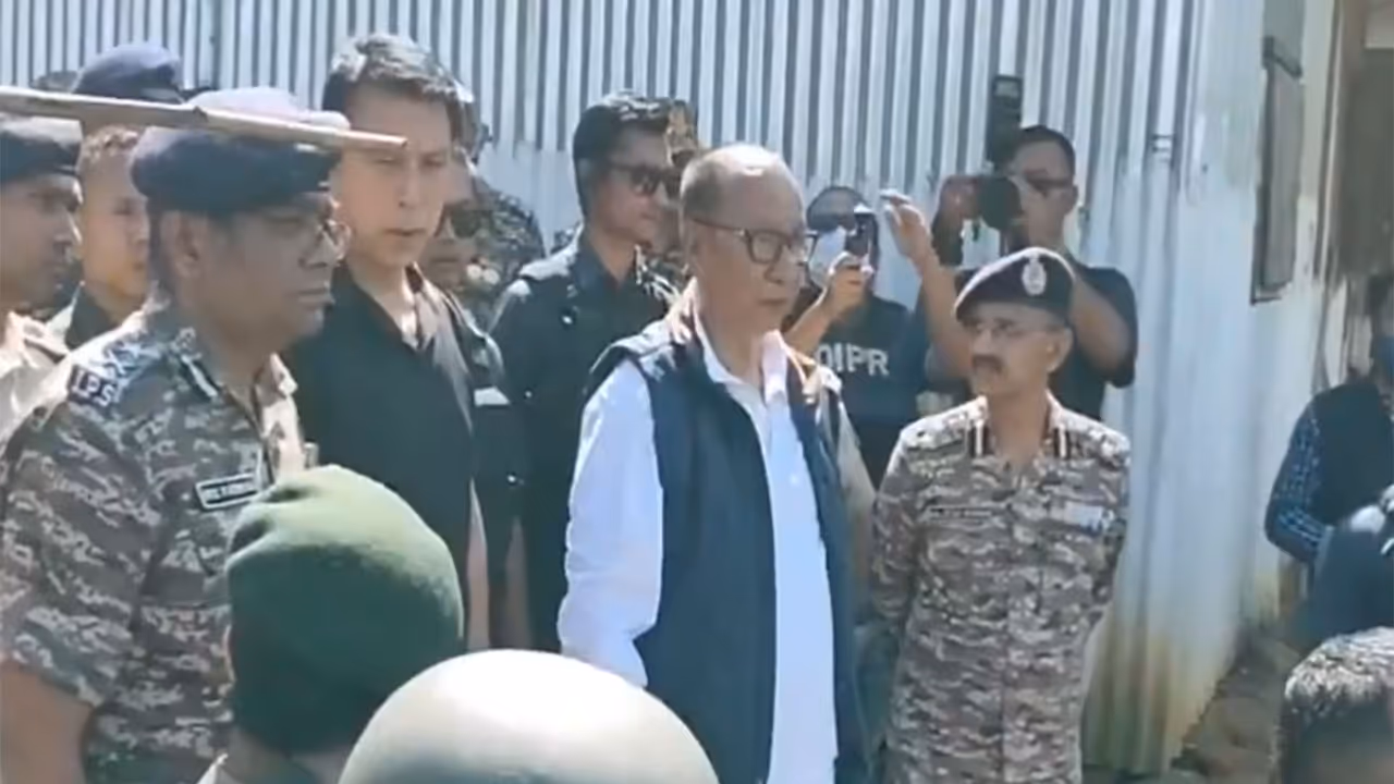Manipur CM Yumnam Khemchand Singh visits seized Kuki camp (Photo/ANI) Manipur CM Yumnam Khemchand Singh visits seized Kuki camp (Photo/ANI)