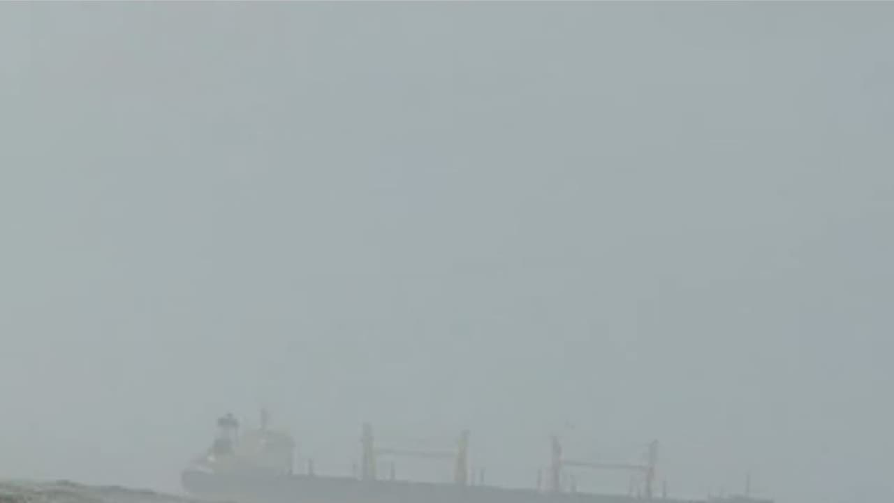 Cargo ship carrying Sulphur runs aground (Photo/ANI) Cargo ship carrying Sulphur runs aground (Photo/ANI)