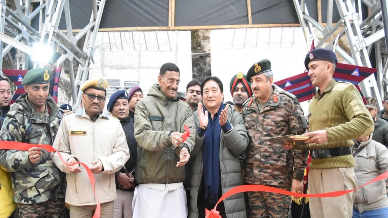 MoS Defence Minister inaugurates Taram Chu Steel Bridge in North Sikkim (Photo/Information and Public Relations Department, Government of Sikkim) MoS Defence Minister inaugurates Taram Chu Steel Bridge in North Sikkim (Photo/Information and Public Relations Department, Government of Sikkim)