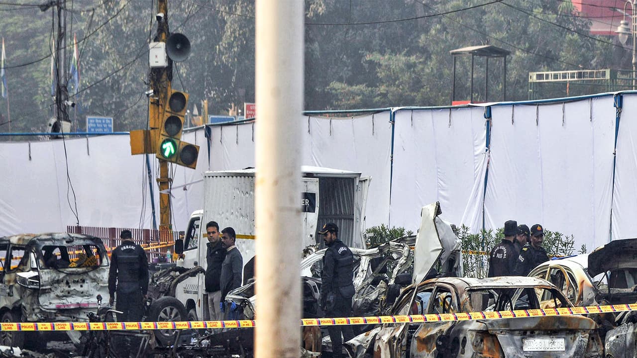 Visual from the spot of the blast in Delhi (Photo/ANI)