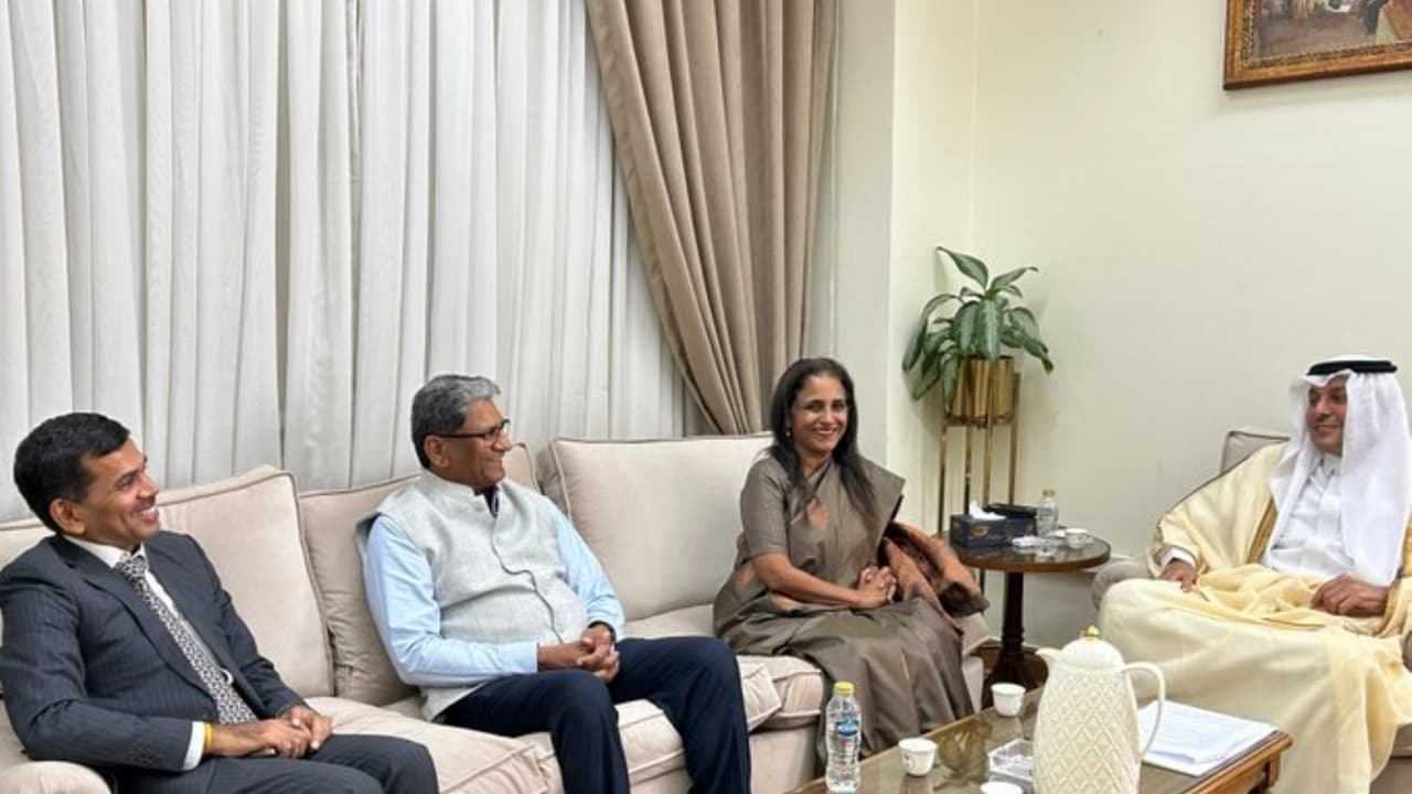 Secretary (CPV and OIA) Sripriya Ranganathan meets Assistant Secretary General of the League of Arab States Amb Khalid Manzalawi in Cairo. (Photo: X/@indembcairo) Secretary (CPV and OIA) Sripriya Ranganathan meets Assistant Secretary General of the League of Arab States Amb Khalid Manzalawi in Cairo. (Photo: X/@indembcairo)