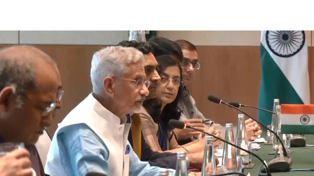 External Affairs Minister S Jaishankar addresses the 8th India Indonesia Joint Commission Meeting in New Delhi. (Photo/ANI) External Affairs Minister S Jaishankar addresses the 8th India Indonesia Joint Commission Meeting in New Delhi. (Photo/ANI)