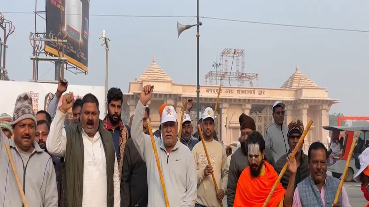 Saints launch cleanliness drive ahead of flag hoisting ceremony in Ayodhya (Photo/ANI) Saints launch cleanliness drive ahead of flag hoisting ceremony in Ayodhya (Photo/ANI)