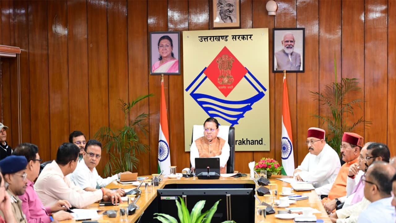 Uttarakhand CM Dhami chairs high level review meeting (Photo/ANI) Uttarakhand CM Dhami chairs high level review meeting (Photo/ANI)