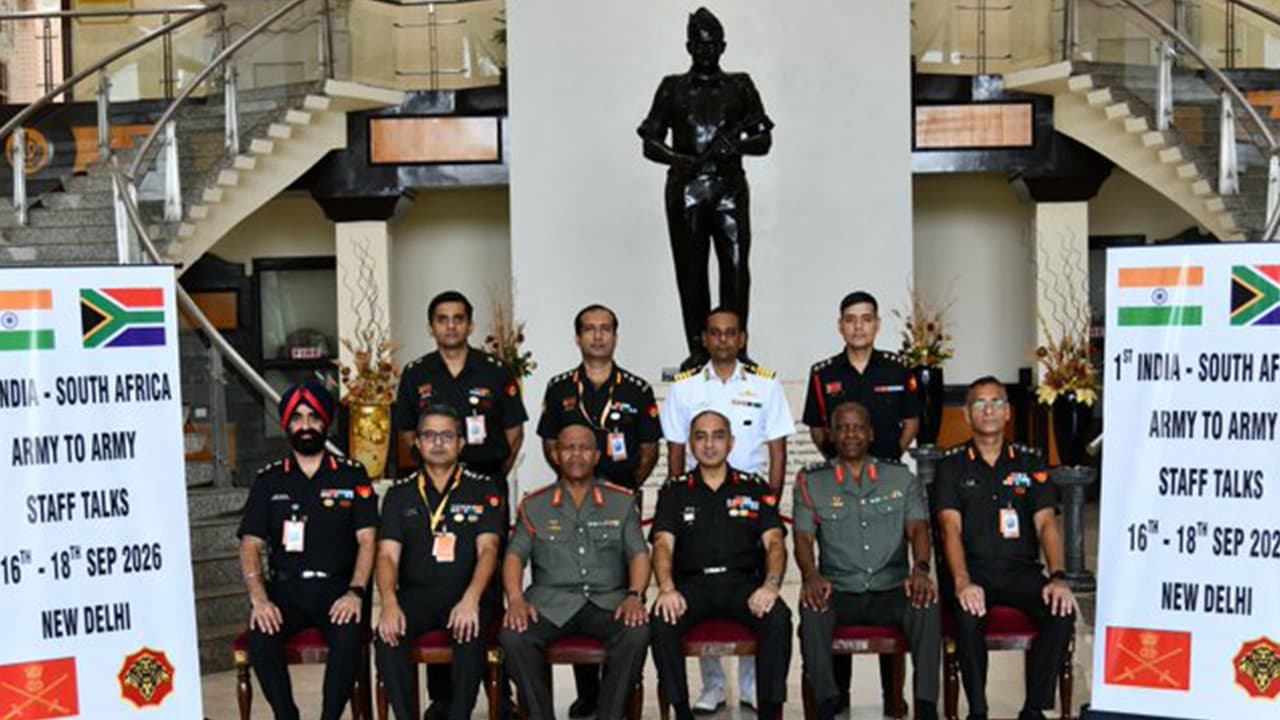 Indian and South African Army personnel during the inaugural Army to Army Staff Talks held in New Delhi from September 16–18, 2026. (Photo: X/@adgpi) Indian and South African Army personnel during the inaugural Army to Army Staff Talks held in New Delhi from September 16–18, 2026. (Photo: X/@adgpi)