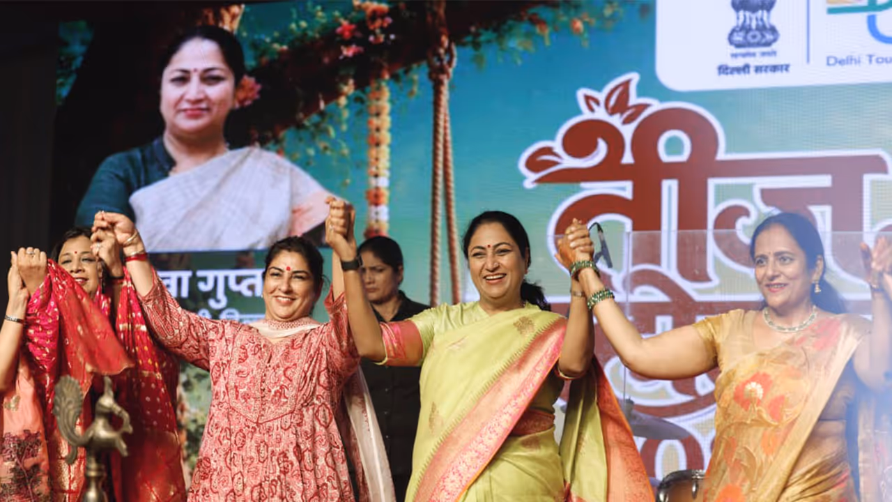 Delhi CM Rekha Gupta attends grand ‘Teej Mahotsav’ at Dilli Haat (Photo: CMO) Delhi CM Rekha Gupta attends grand ‘Teej Mahotsav’ at Dilli Haat (Photo: CMO)