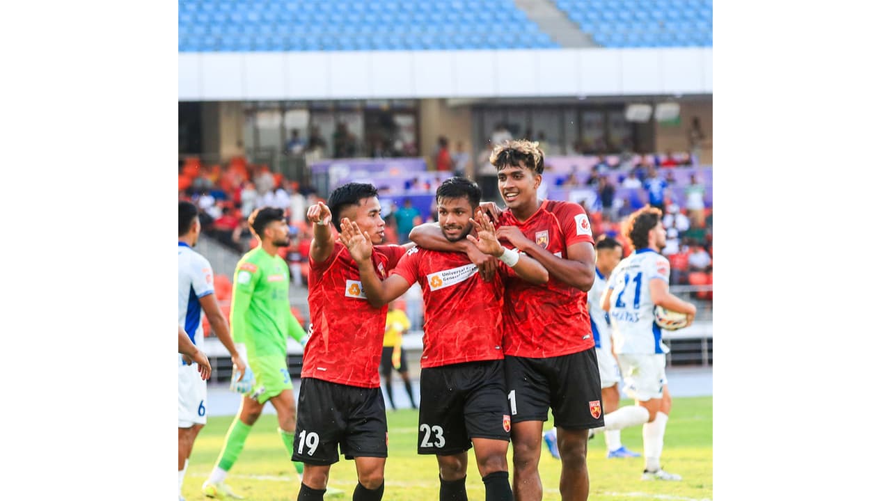 Sporting Club Delhi players celebrating (Photo: X/@OfficialSCDelhi) Sporting Club Delhi players celebrating (Photo: X/@OfficialSCDelhi)