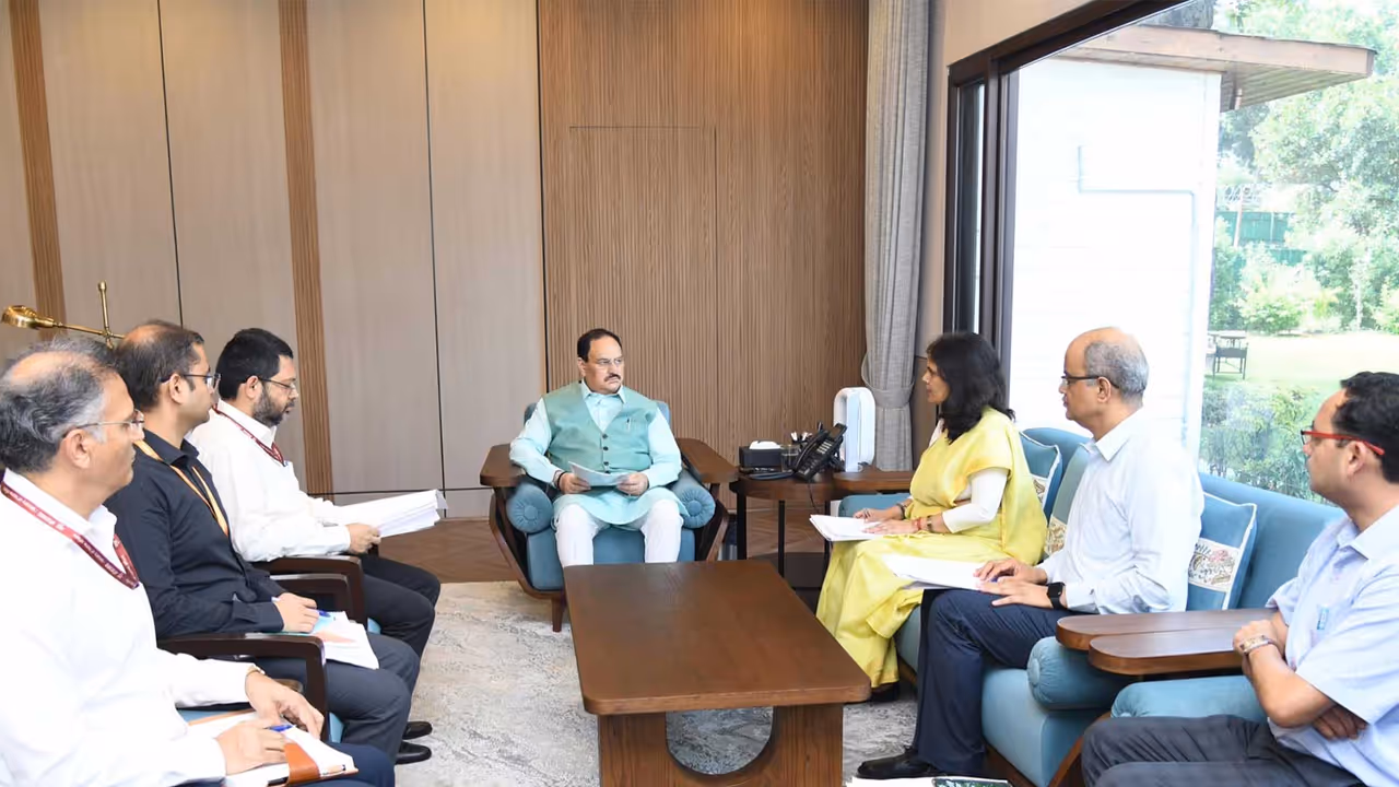 Delhi health review meeting chaired by JP Nadda (Photo/X/ @drpankajbjp) Delhi health review meeting chaired by JP Nadda (Photo/X/ @drpankajbjp)