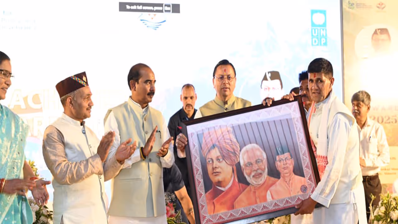 Uttarakhand CM Pushkar Singh Dhami at the event (Photo/ANI) Uttarakhand CM Pushkar Singh Dhami at the event (Photo/ANI)