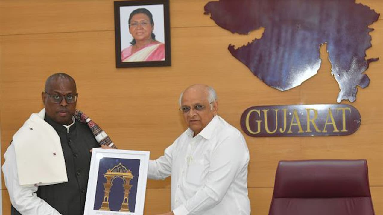 CM Bhupendra Patel with Dr Donald Rukare. (Photo/Gujarat CMO) CM Bhupendra Patel with Dr Donald Rukare. (Photo/Gujarat CMO)