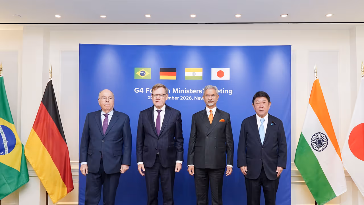 The G4 Ministers External Affairs Minister S Jaishankar, Brazil's Foreign Minister Mauro Vieira, Germany's Federal Foreign Minister Johann David Wadephul and Japan's Foreign Minister Motegi Toshimitsu (Photo/X@MofaJapan_jp) The G4 Ministers External Affairs Minister S Jaishankar, Brazil's Foreign Minister Mauro Vieira, Germany's Federal Foreign Minister Johann David Wadephul and Japan's Foreign Minister Motegi Toshimitsu (Photo/X@MofaJapan_jp)