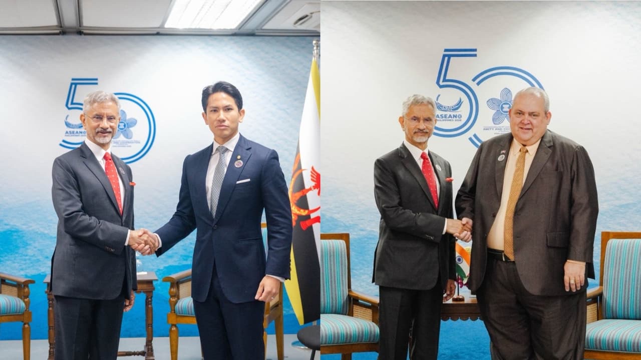 External Affairs Minister S Jaishankar with his counterparts from Brunei (L) and Papua New Guinea (R) (Photo/X@DrSJaishankar) External Affairs Minister S Jaishankar with his counterparts from Brunei (L) and Papua New Guinea (R) (Photo/X@DrSJaishankar)