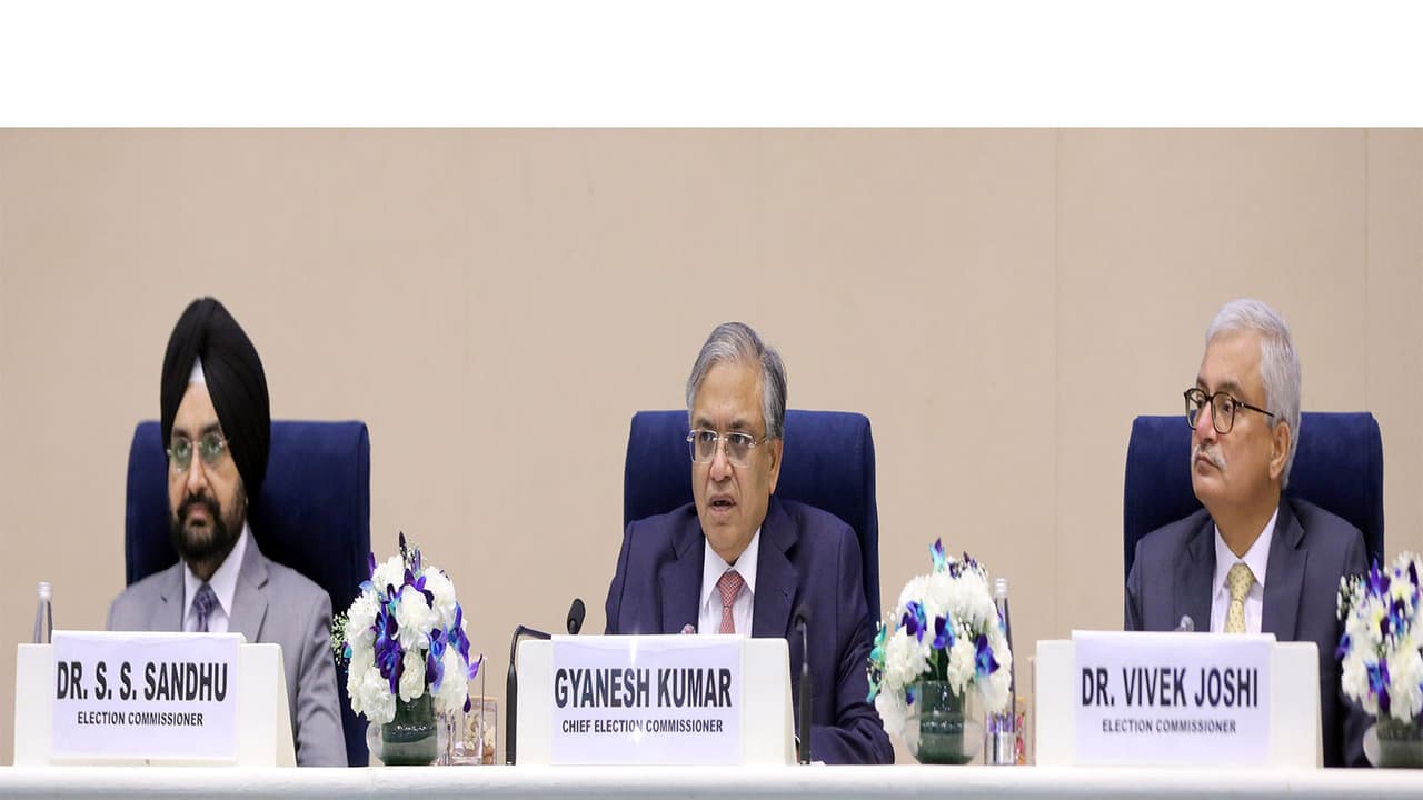 Chief Election Commissioner Gyanesh Kumar, along with Election Commissioners Vivek Joshi and Sukhbir Singh Sandhu (Photo/ANI) Chief Election Commissioner Gyanesh Kumar, along with Election Commissioners Vivek Joshi and Sukhbir Singh Sandhu (Photo/ANI)