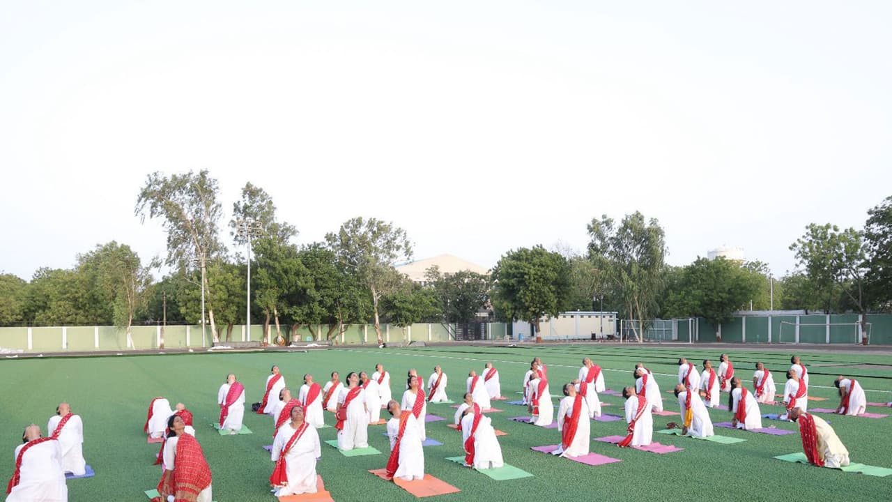 Special yoga session at Deendayal Port Authority in Kandla (Photo/ANI) Special yoga session at Deendayal Port Authority in Kandla (Photo/ANI)