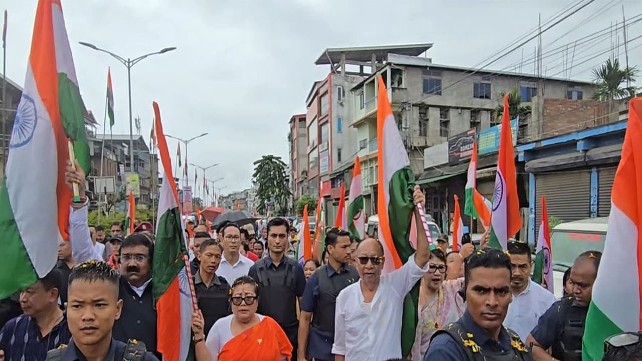 Manipur CM Yumnam Khemchand Singh takes part in the Har Ghar Tiranga Yatra (Photo/X/@BJP4Manipur)) Manipur CM Yumnam Khemchand Singh takes part in the Har Ghar Tiranga Yatra (Photo/X/@BJP4Manipur))