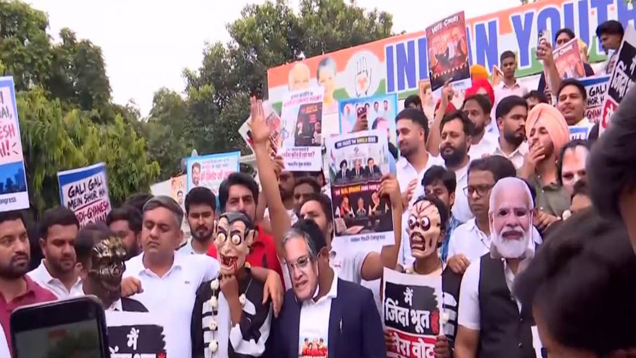Congress protests against CEC Gyanesh Kumar over SIR in Jaipur (Photo/ANI) Congress protests against CEC Gyanesh Kumar over SIR in Jaipur (Photo/ANI)