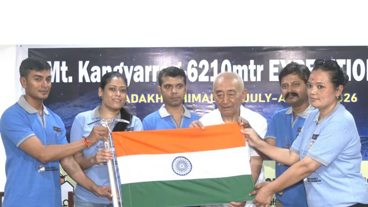 HNAF flagged off its Expedition 2026 to scale Mt Kangyarrag on Friday. (Photo: ANI) HNAF flagged off its Expedition 2026 to scale Mt Kangyarrag on Friday. (Photo: ANI)