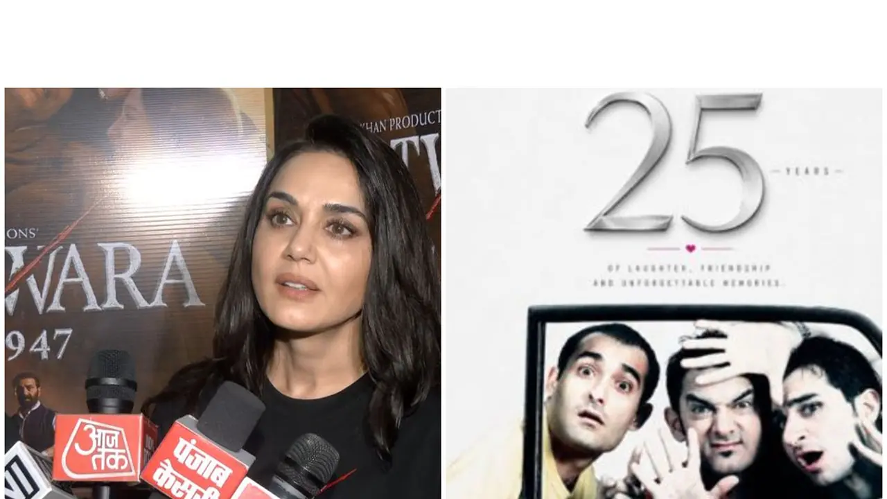 Preity Zinta (L), DIl Chahta Hai poster (R) (Photos/ANI/Instagram@faroutakhtar) Preity Zinta (L), DIl Chahta Hai poster (R) (Photos/ANI/Instagram@faroutakhtar)