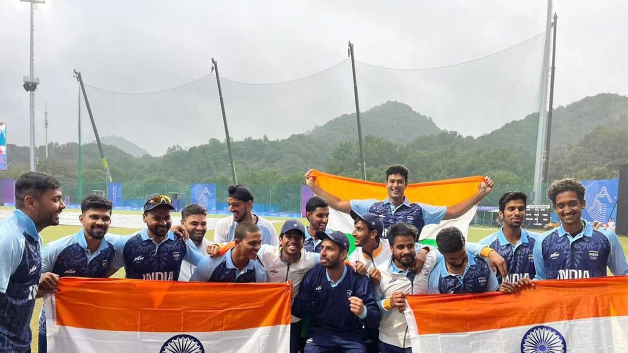 Indian men's cricket team clinches gold at Asian Games 2023. (Photo/ANI) Indian men's cricket team clinches gold at Asian Games 2023. (Photo/ANI)