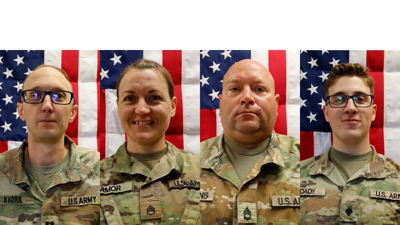 From left: Capt. Cody Khork (35), Sgt. 1st Class Nicole Amor (39), Sgt. 1st Class Noah Tietjens (42) and Sgt. Declan Coady(20) (Photo/X/@USArmyReserve) From left: Capt. Cody Khork (35), Sgt. 1st Class Nicole Amor (39), Sgt. 1st Class Noah Tietjens (42) and Sgt. Declan Coady(20) (Photo/X/@USArmyReserve)