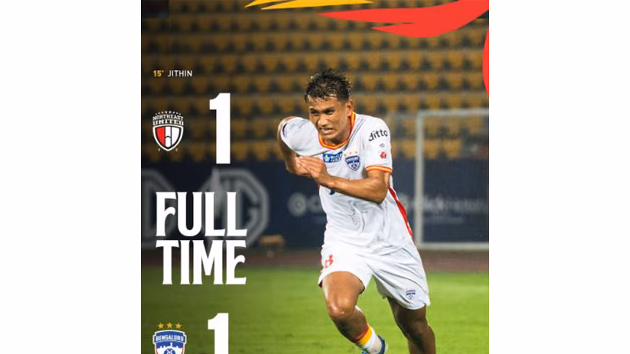 Bengaluru FC secured a 1 1 draw against NorthEast United FC. (Photo: @bengalurufc X) Bengaluru FC secured a 1 1 draw against NorthEast United FC. (Photo: @bengalurufc X)