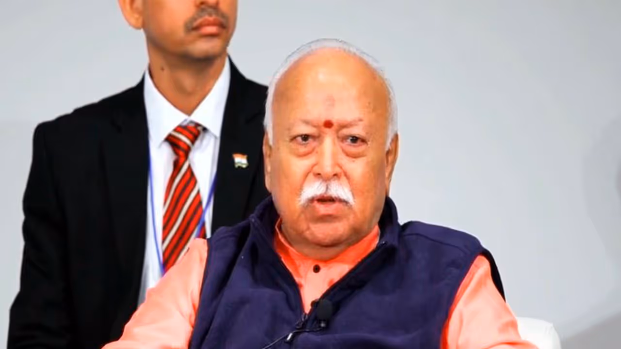 RSS Chief Mohan Bhagwat at "One World One Humanity" event in New York. (Photo/ANI) RSS Chief Mohan Bhagwat at "One World One Humanity" event in New York. (Photo/ANI)