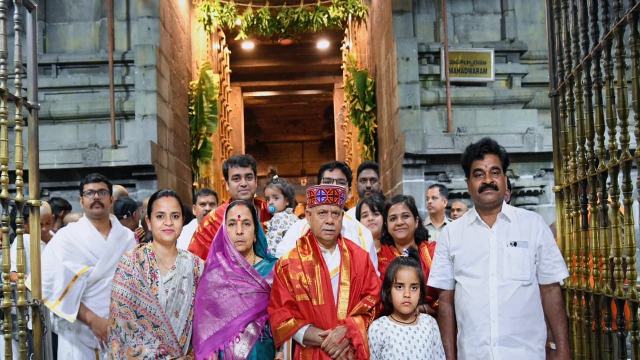 Telangana Governor Shukla offers prayers at Tirumala Tirupati temple (Photo/@tg_governor) Telangana Governor Shukla offers prayers at Tirumala Tirupati temple (Photo/@tg_governor)