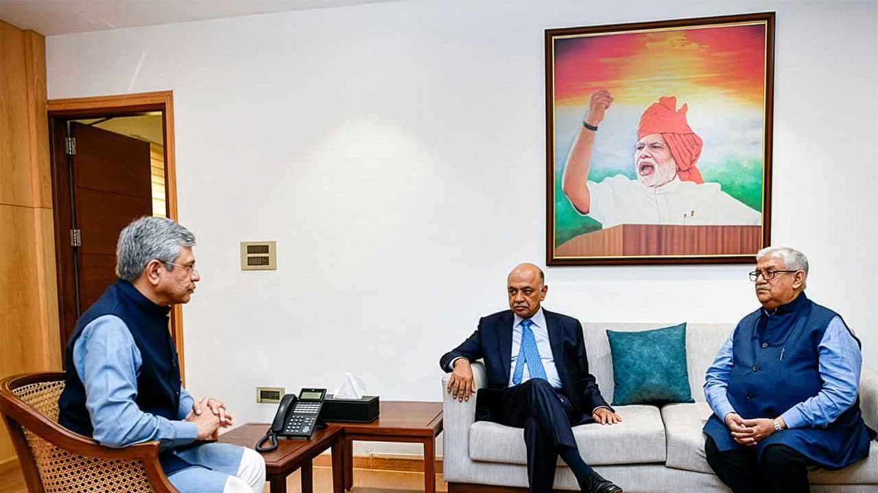 Union Minister Ashwini Vaishnaw with IBM officials (Photo X/@AshwiniVaishnaw) Union Minister Ashwini Vaishnaw with IBM officials (Photo X/@AshwiniVaishnaw)