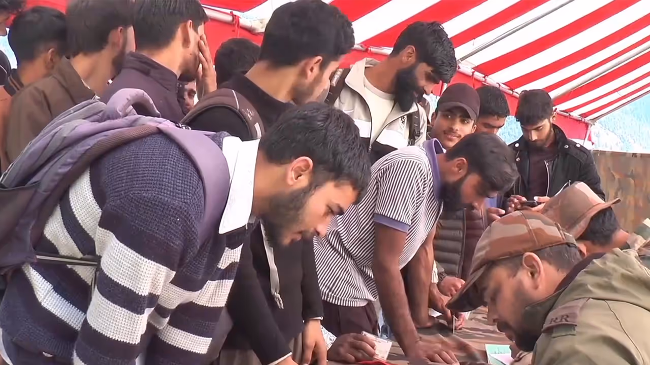 Pre recruitment training camp of 4 Rashtriya Rifles in Bhanderwah (Photo/ANI)