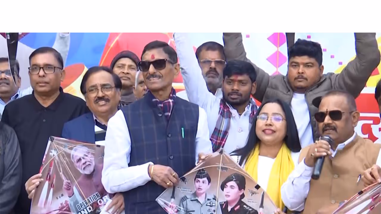 Union Minister of State for Defence Sanjay Seth participated in the Namo Patang fest (Photo/ANI) Union Minister of State for Defence Sanjay Seth participated in the Namo Patang fest (Photo/ANI)